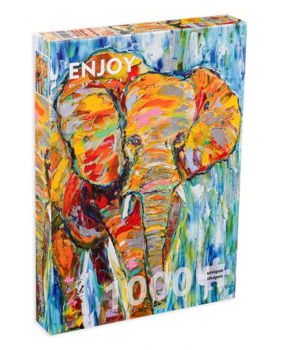 Puzzle Enjoy de 1000 de piese - Un elefant colorat - 1